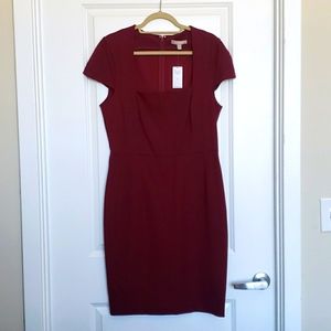 Burgundy dress with cap sleeves